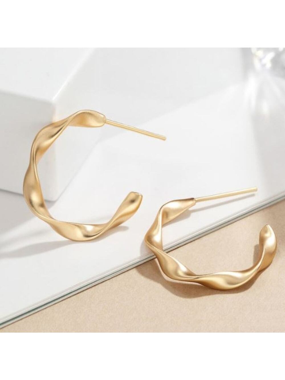 Gold Tone Twist Post Earrings